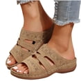 thumbnail image 1 of Bxsruta Women's Open-Toe One-Strap Wedge Slippers with Breathable Perforated Design and Cushioned Footbed for All-Day Comfort, 1 of 8