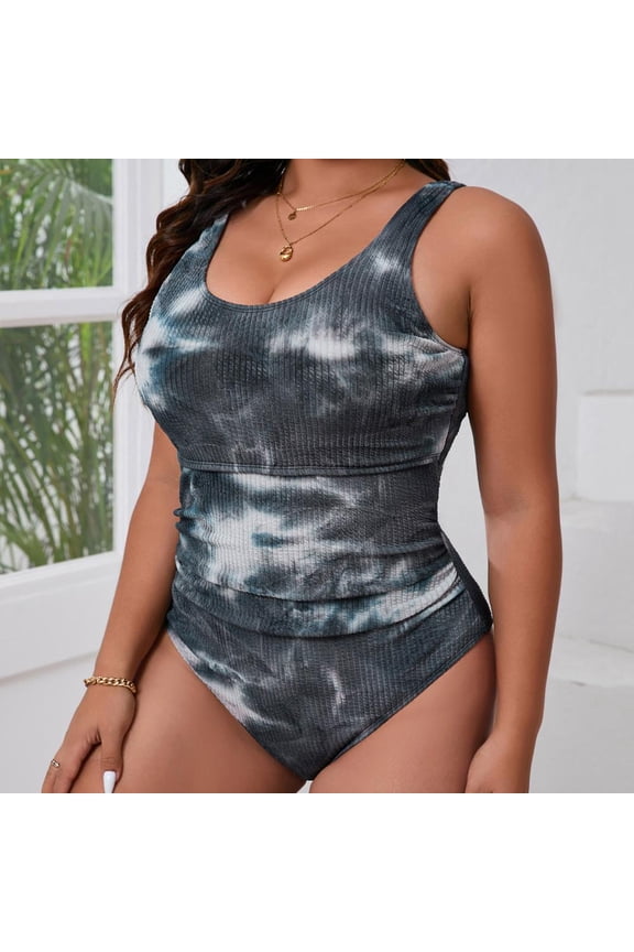 Women's Plus Size Deep V Underwire Swimsuit with Removable Straps Tummy Control One Piece Bathing Suit