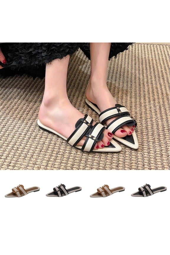 Women's Plus Size Low-Heeled Wrap Slip-On Slippers, Lightweight and Comfortable for Spring and Summer Casual Wear