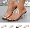 thumbnail image 1 of Bxsruta Women's Plus Size Transparent PVC Upper Square Toe Block Heel Sandals for Spring Summer Comfortable and Versatile Everyday Wear, 1 of 8