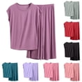 thumbnail image 1 of Bxsruta Women's Plus Size Two-Piece Pajama Set Soft Comfortable Loose Fit for Home Lounge and Sleep, 1 of 4