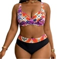 thumbnail image 1 of Bxsruta Women's Plus Size Two Piece Swimsuit with Tummy Control Ruched Front, Adjustable Straps, Quick Dry, UPF 50+ Swimwear, 1 of 8