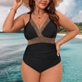 thumbnail image 1 of Bxsruta Women's Plus Size Underwire Padded Swimsuit Deep V Side Split Tummy Control One Piece Bathing Suit, 1 of 8