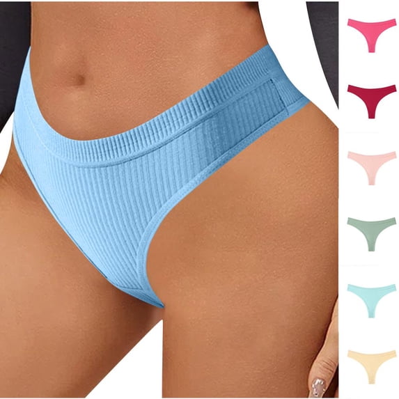 Bxsruta Women's Ribbed Low-Rise Briefs, Soft Breathable Nylon Underwear for Daily Wear