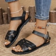 thumbnail image 1 of Bxsruta Women's Roman Sandals with Cross Strap Design, Comfortable Flat Beach Shoes for Summer Casual Wear, 1 of 8
