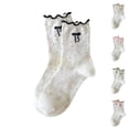 thumbnail image 1 of Bxsruta Women's Ruffle Trim and Bow Knee High Socks, Wool Blend for Everyday Comfort, Soft, Breathable and Warm, 1 of 3
