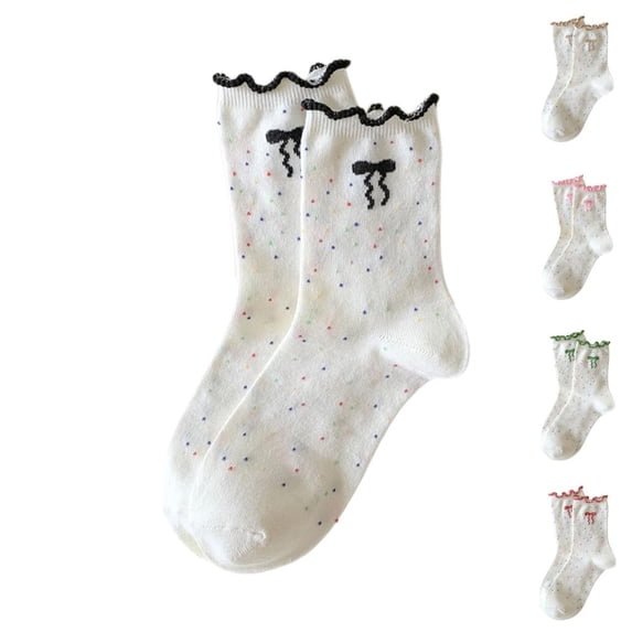 Bxsruta Women's Ruffle Trim and Bow Knee High Socks, Wool Blend for Everyday Comfort, Soft, Breathable and Warm