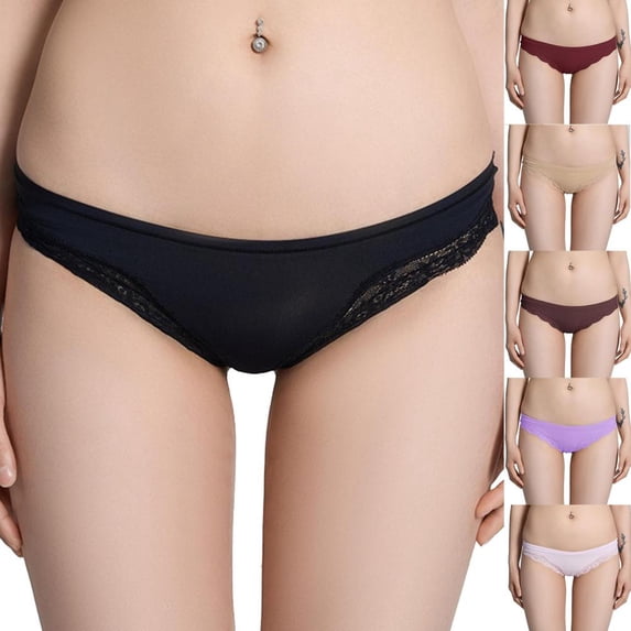 Bxsruta Women's Seamless High-Waisted Lace Briefs with Breathable Dry Fabric for Daily Comfort