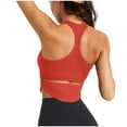 thumbnail image 1 of Bxsruta Women's Seamless Sports Bra Workout Crop Top Tank Tops for Women Long Lined Sports Bra Ribbed Crop Top Fitness Red L, 1 of 6