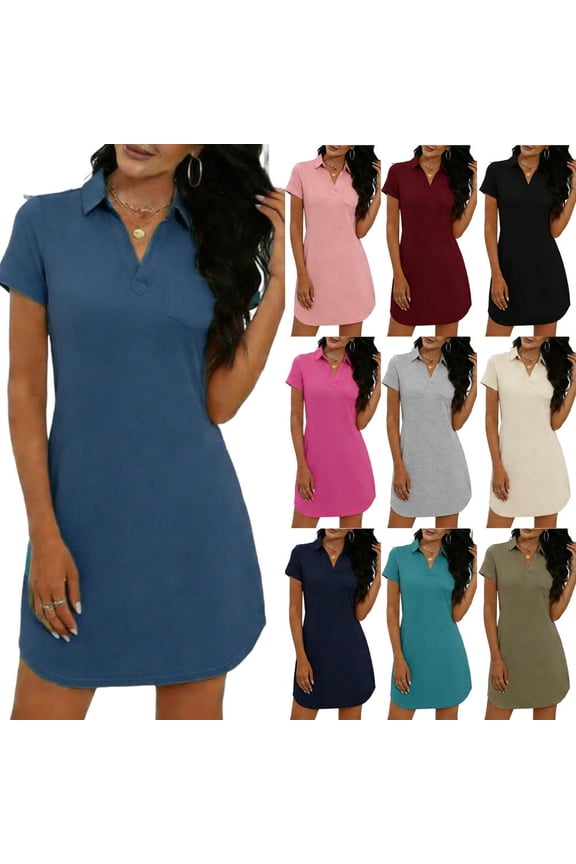 Women's Short Sleeve T-Shirt Dress with Pocket Casual Loose Fit Shift Dress Soft Stretchy Knit