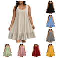 thumbnail image 1 of Bxsruta Women's Sleeveless Dresses Loose Fit Ruffled Hem Scoop Neck Tank Dress Casual Summer Beach Vacation, 1 of 8