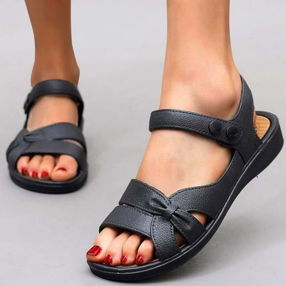 Bxsruta Women's Soft Sole Slip-Resistant Sandals, Adjustable Double Strap Design for All-Day Comfort
