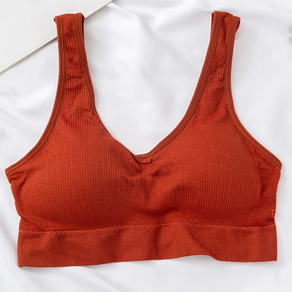 Bxsruta Women's Sports Bra High Impact Support Padded Wireless Racerback Running Bra Beauty Back Everyday Bras Workout Bras Red L