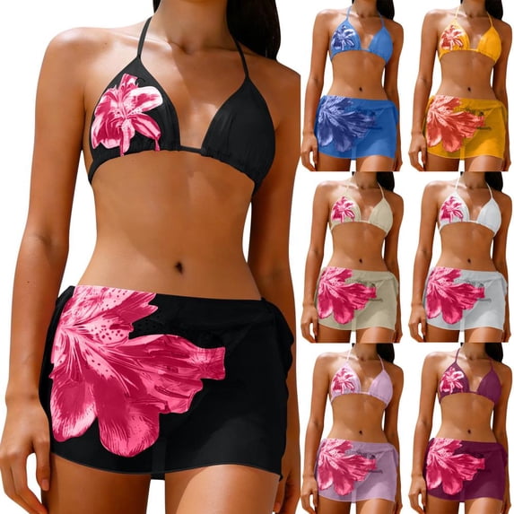 Bxsruta Women's Two Piece Swimsuit Set Printed Tummy Control Swimsuits with Padded Bra Supportive Bathing Suits