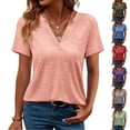thumbnail image 1 of Bxsruta Women's V-Neck Short-Sleeve T-Shirt, Casual Polyester Top For Spring And Summer Wear, Regular Fit True To Size, 1 of 8
