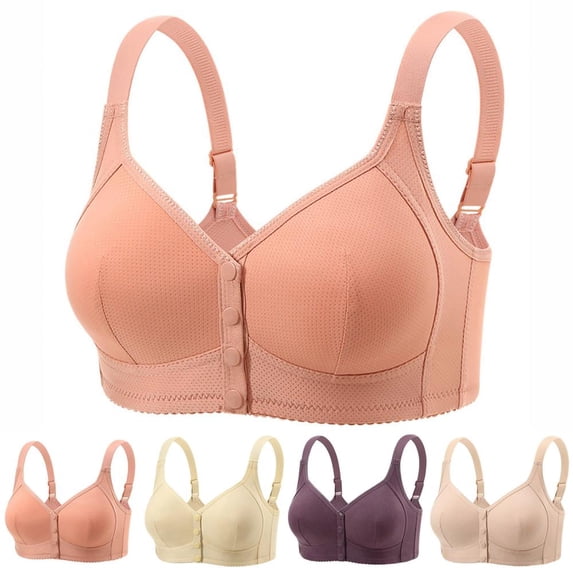 Bxsruta Women's Wirefree Front Closure Full Coverage Plus Size Bra Breathable Seamless Everyday Comfort