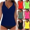 thumbnail image 1 of Bxsruta Women's Wirefree Push-Up Padded Bikini Swimsuit Set, Sleeveless Solid V-Neck Design, Made of Soft Stretch Polyester for Beach and Pool Swimming, 1 of 6