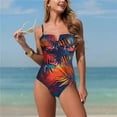 thumbnail image 1 of Bxsruta Women's Wireless Bandage Bikini Set Two Piece High Cut Backless Swimsuits Removable Padded Bras Tummy Control Bathing Suits, 1 of 6