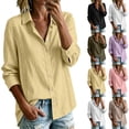 thumbnail image 1 of Bxsruta Womens Button Down Shirts Long Sleeve Lace Trim Blouses Casual Workwear Tops, 1 of 5
