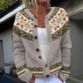 thumbnail image 1 of Bxsruta Womens Cardigan Sweater Fair Isle Print Button Down Long Sleeve Casual Fall Knit Tops, 1 of 4