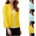 thumbnail image 1 of Bxsruta Womens Cardigan, Women's Casual Blouse Soft Loose Cardigan Knitted Sweater Solid Color Cropped Tops, Yellow L, 1 of 6