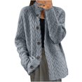 thumbnail image 1 of Bxsruta Womens Cardigan, Women's Winter Sweater Cardigan Solid Color Suit Collar Long Sleeved Knitted Jacket, Gray S, 1 of 7
