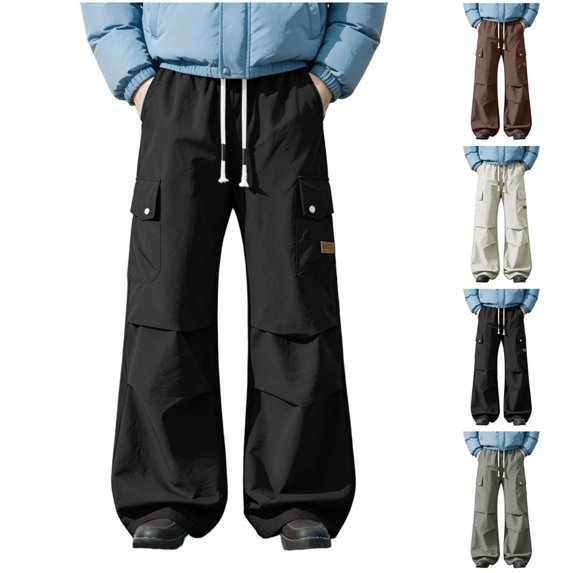 Bxsruta Womens Cargo Pants Loose Fit Drawstring Waist Trousers for Daily Streetwear Outdoor Activities