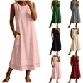 thumbnail image 1 of Bxsruta Womens Casual Midi Dress Scoop Neck Sleeveless Flowy Summer Sundress with Pockets, 1 of 7