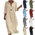 thumbnail image 1 of Bxsruta Womens Casual Midi Dress Short Sleeve V Neck Tunic Dresses Summer Daily Wear, 1 of 6