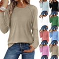 thumbnail image 1 of Bxsruta Womens Long Sleeve Raglan Tops Crew Neck Lightweight Shirts Casual Athletic Tees, 1 of 8