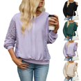 thumbnail image 1 of Bxsruta Womens Long Sleeve Tops Crew Neck Lace Patchwork Loose Casual Pullover Blouses, 1 of 8