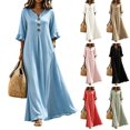 thumbnail image 1 of Bxsruta Womens Maxi Dress Casual V Neck Ruffle Sleeve Long Dresses Summer Flowy Vacation Wear, 1 of 8