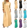 thumbnail image 1 of Bxsruta Womens Maxi Dress Long Sleeve Casual Loose T Shirt Dress with Pockets, 1 of 8