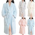 thumbnail image 1 of Bxsruta Womens Plush Bathrobe Long Fleece Robe Soft Spa Robe with Pockets and Belt, 1 of 8