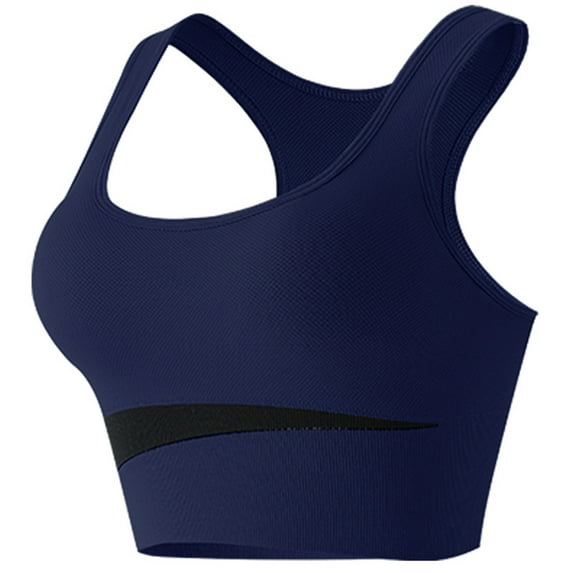 Bxsruta Womens Sports Bra Longline Wirefree Padded with Medium Support Navy XL