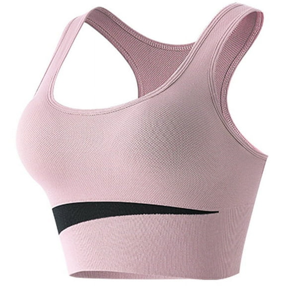 Bxsruta Womens Sports Bra Longline Wirefree Padded with Medium Support Pink M