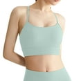 thumbnail image 1 of Bxsruta Womens Sports Bra Seamless Crop Tank Racer Back Spaghetti Strap Workout Yoga Padded Bra Mint Green 2XL, 1 of 6