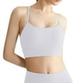 thumbnail image 1 of Bxsruta Womens Sports Bra Seamless Crop Tank Racer Back Spaghetti Strap Workout Yoga Padded Bra White S, 1 of 6