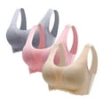 thumbnail image 1 of Bxsruta Womens Sports Bras, Yoga Comfort Seamless Stretchy Sports Bra for Women 3 Pack(Gray/Pink/Beige,XL), 1 of 1