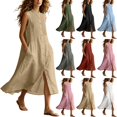 thumbnail image 1 of Bxsruta Womens Summer Dress Button Down Maxi Dress Pleated Casual Sundress for Women, 1 of 3