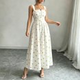 thumbnail image 1 of Bxsruta Womens Summer Sundress Bohemian Floral Print Long Dress Casual Flowy Vacation Apparel, 1 of 7
