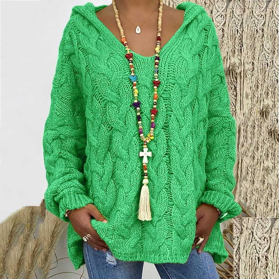 Bxsruta Womens Sweaters, Women Fashion Loose Large Size Color Hood Long Sleeves Sweater Tops