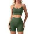 thumbnail image 1 of Bxsruta Workout Sets for Women 2 Piece Seamless High Waist Leggings with Sports Bra Exercise Set Green L, 1 of 5
