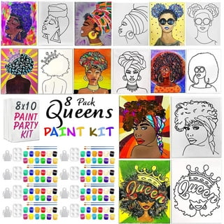 Essenburg Pre Drawn Canvas Paint Kit | Teen, Kids and Adult Sip and Paint  Party |Date Night Couple Activity| Canvas Boards for painting| KING & QUEEN