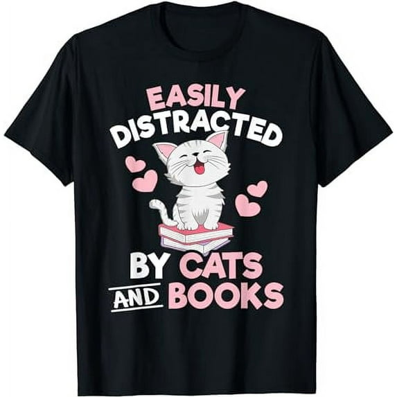 By Cats and Books Cute Cat Book Lover T-Shirt