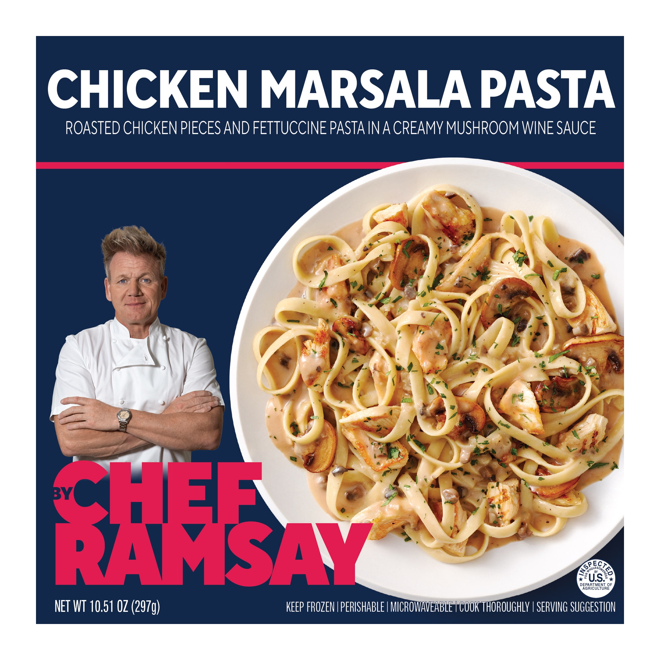 By Chef Ramsay Chicken Marsala Pasta with Roasted Chicken and Fettuccine, 10.51 oz (Frozen)