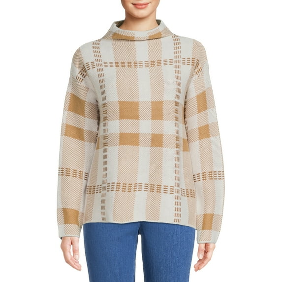 By Design Kylie Funnel Neck Plaid Pullover Sweater