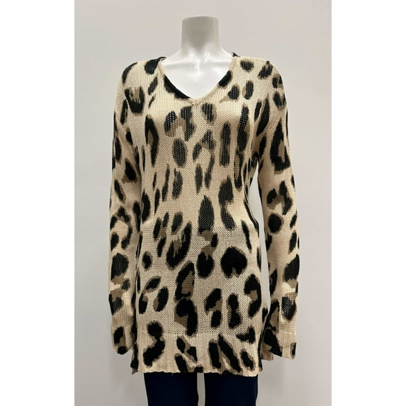 By Design's Pamela long sleeve V-neck pull over cheetah print sweater
