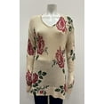 thumbnail image 1 of By Design's Pamela long sleeve V-neck pull over rose print sweater, 1 of 1