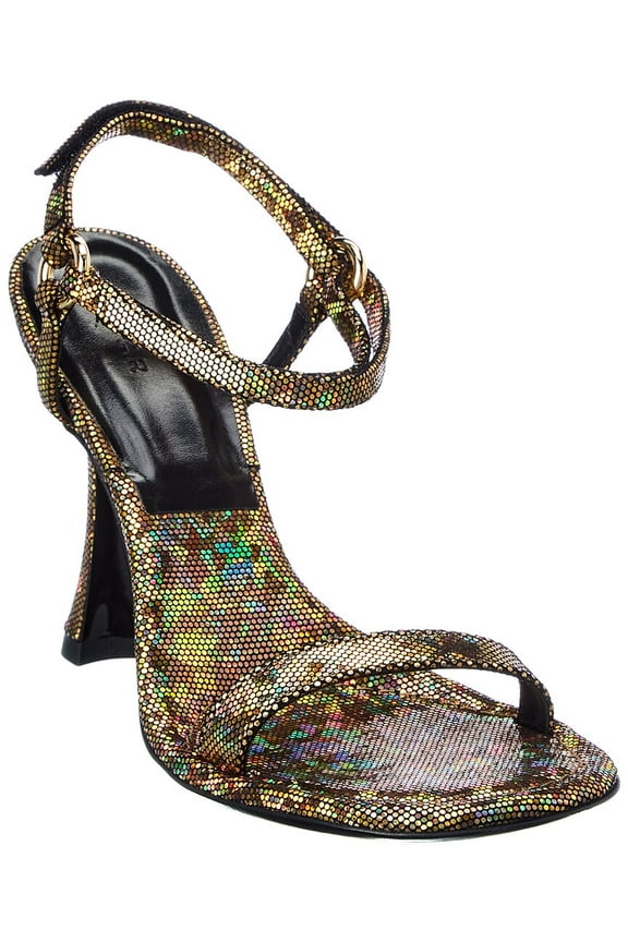 Mia Disco Leather Sandal, 35, Gold,4in,Adult